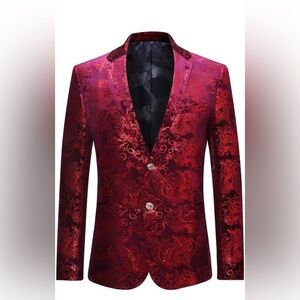 Men’s red floral dress blazer, red foil, 4xl